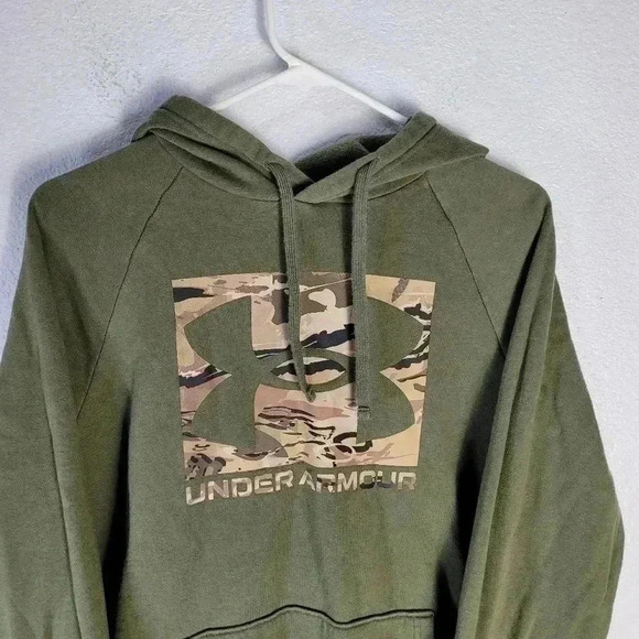 Under Armour Sweatshirt Hoodie Loose Cold Gear Men’s Medium Green Camo Hunting - Picture 3 of 6